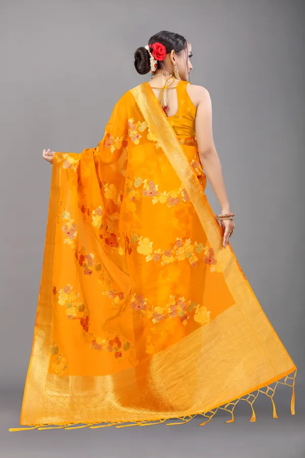 ORANGE_WOVEN_WORK_ORGANZA_SAREE